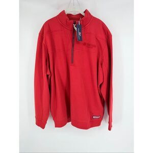 NWT Vineyard Vines 3/4 Zip Shep Shirt Crimson Red Mens Size Extra Large Preppy